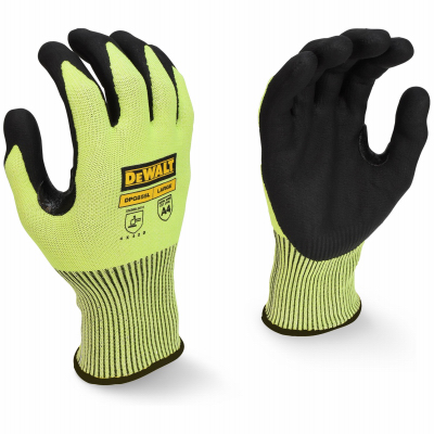 Radians DPG855TXL Hi-Vis Nitrile Work Gloves, Oil and Water Resistant, Breathable, XL