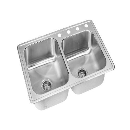 ELKAY SALES INC - SINKS NLB2504 Double-Bowl Kitchen Sink, Offset Deck, 33 x 22 x 8-In.