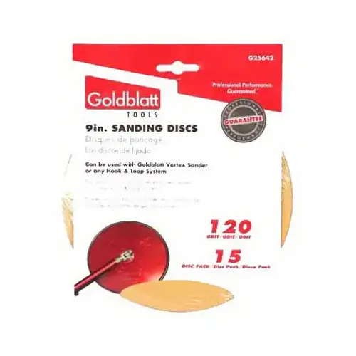 Goldblatt G25642 Vortex Drywall Sandpaper, 120-Grit, 9-In - pack of 15