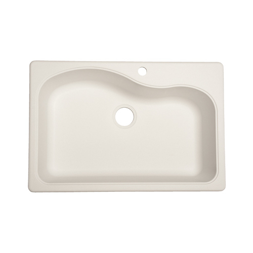 Granite Composite Kitchen Sink, Single Bowl, White, 22 x 33-In.
