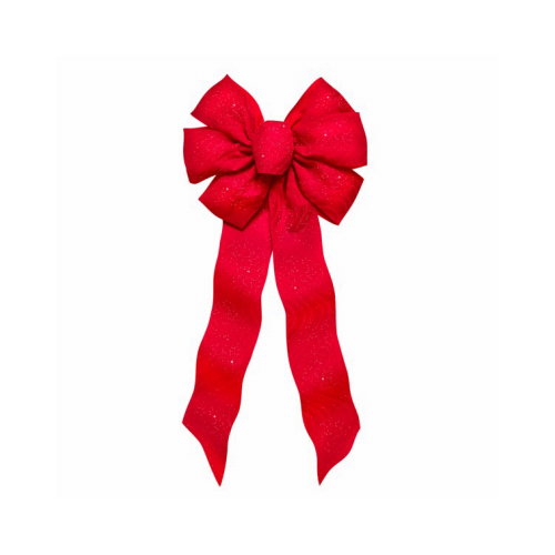 Gift Bow, 8-1/2 x 14 in, Hand Tied Design, Cloth, Red/Silver - pack of 24