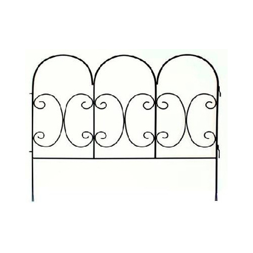 PANACEA 87402 Garden Fence Panel, Decorative Scroll, Black Steel, 30 x 36-In.