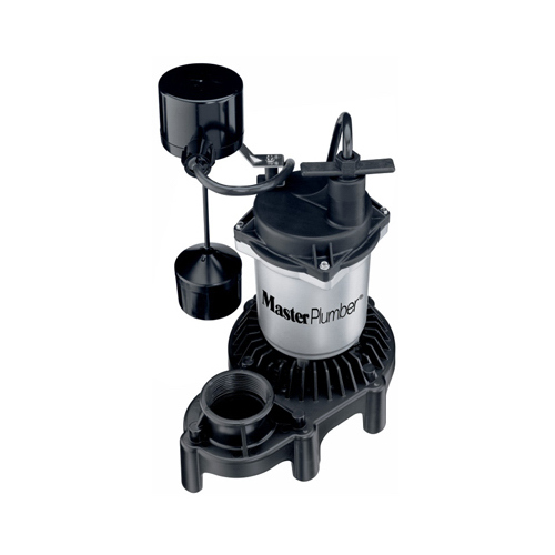 Sump Pump, Zinc & Plastic Construction, 1/3-HP Motor, 3,600 GPH