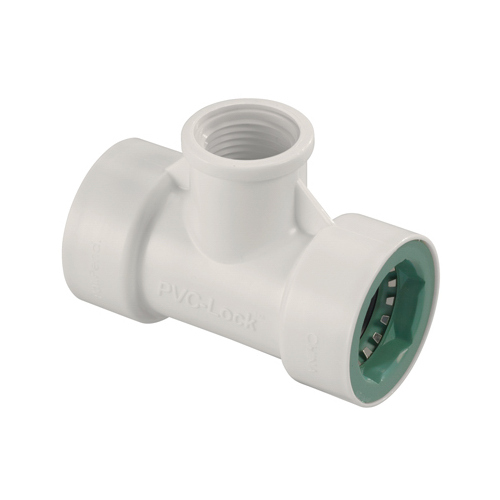 Underground Sprinkler Tee, 3/4 PVC Lock x 3/4 PVC Lock x 1/2-In. FPT