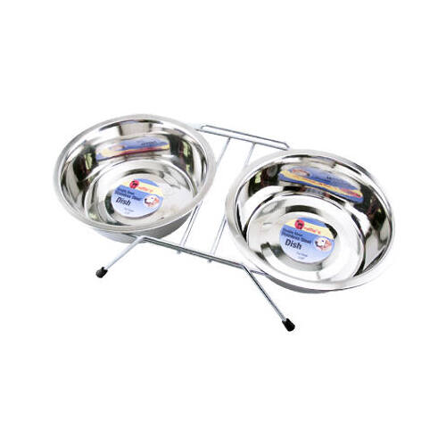 Double Diner Pet Bowl, Stainless Steel, 1.5 Qt.