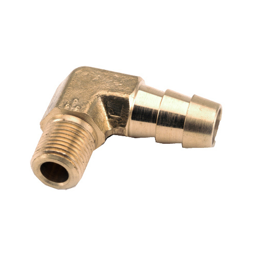 Pipe Fitting, Barb Insert Elbow, 90-Degree, Lead-Free Brass, 1/4 Hose x 1/4-In. MPT