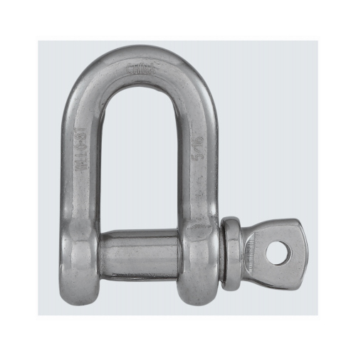 D-Shackle, 1/4 in, 1000 lb Working Load, 316 Grade, Stainless Steel, Smooth, 7/8 in L Inside