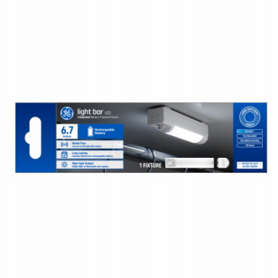 GE Lighting 93129160 LED Bar Light, White Plastic, With Rechargeable Lithium-Ion Battery, Motion Activated, 9.7-In.