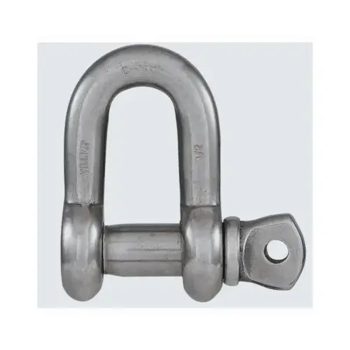 D-Shackle, 1/2 in, 4000 lb Working Load, 316 Grade, Stainless Steel, 1-1/2 in L Inside