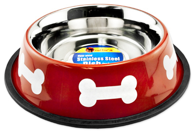 WESTMINSTER PET PRODUCTS 19232 Pet Bowl, Red/White Stainless Steel, 32-oz.