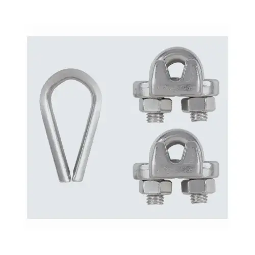 Cable Clamp Kit, Stainless Steel, 1/4 In.