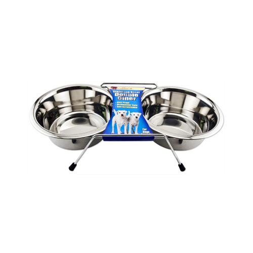 WESTMINSTER PET PRODUCTS 19432 Pet Bowl Duo, With Stand, Stainless Steel, Qt.