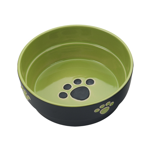 Fresco Dog Dish, Green Stoneware, 7-In.