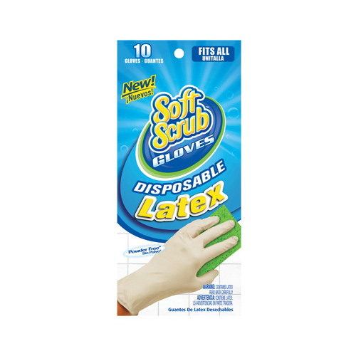 SOFT SCRUB 11310-26 Disposable Latex Gloves, Powder Free, One Size, 10-Ct.