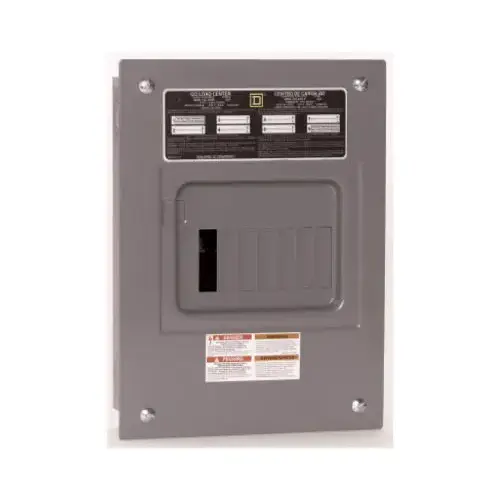 QO Load Center, 100 A, 6 -Space, 12 -Circuit, Main Lug, NEMA 1 Enclosure, Plug Mounting Gray