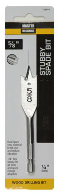 Master Mechanic 158844 Stubby Spade Drill Bit, 4 x 5/8 In.