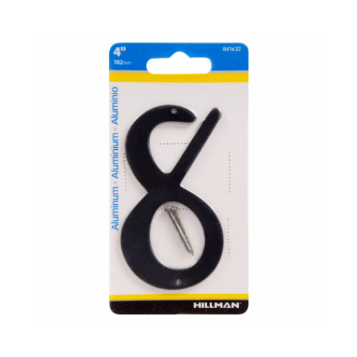 HILLMAN FASTENERS 841632 House Address Number 8, Nail-On, Black Finished Aluminum, 4-In.