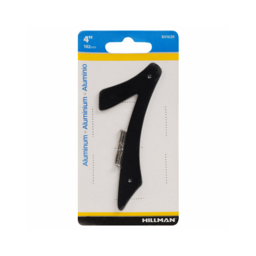 HILLMAN FASTENERS 841630 House Address Number 7, Nail-On, Black Finished Aluminum, 4-In.