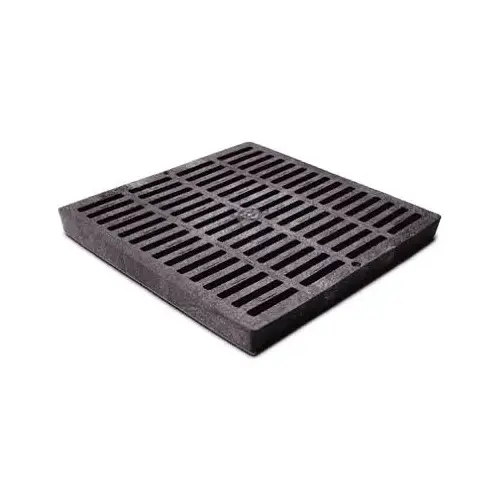 NDS 1211 1211 Drain Grate, 12 in Dia, 11-3/4 in L, 11-3/4 in W, Square, 3/8 in Grate Opening, HDPE, Black