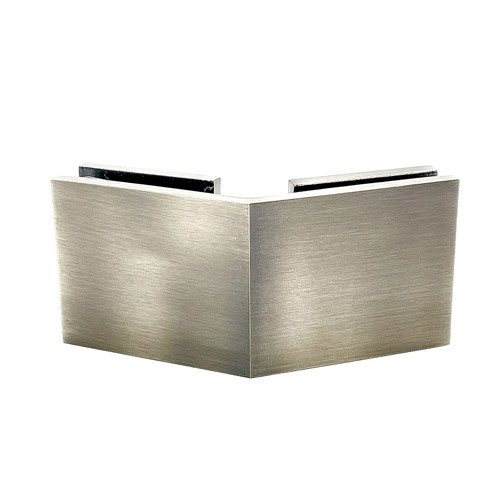 Square Glass to Glass Clip 135 Degree Brushed Pewter