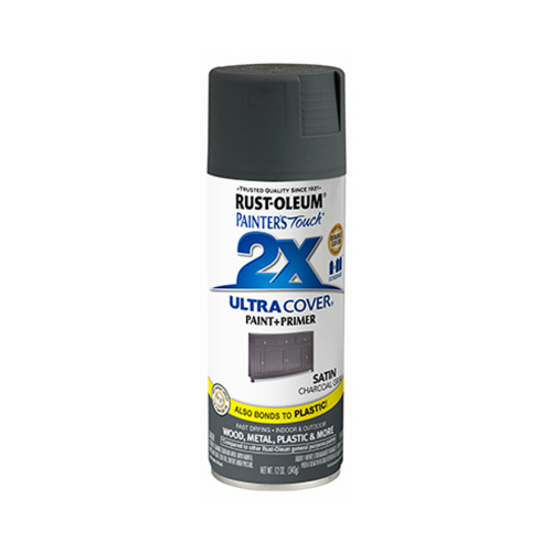 Spray Paint, Satin, Charcoal Gray, 12 oz, Aerosol Can