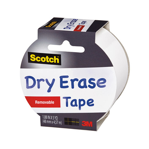 Dry Erase Tape 1.88" W X 5 yd L White White