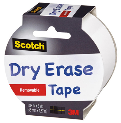 SCOTCH 1905R-DE-WHT Dry Erase Tape 1.88" W X 5 yd L White White