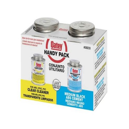 Oatey 30252 Cement and Cleaner Handy Pack Clear/Black For ABS 2 pk Clear/Black
