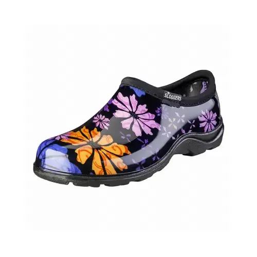 Sloggers 5116FP09 Garden/Rain Shoes Flower Power Women's 9 US Black Black
