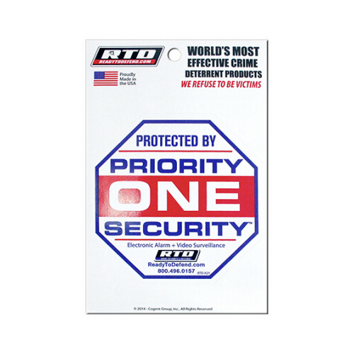 Ready To Defend RTD-X2Y-XCP12 Window Decal English White Security 5" H X 3.75" W - pack of 12