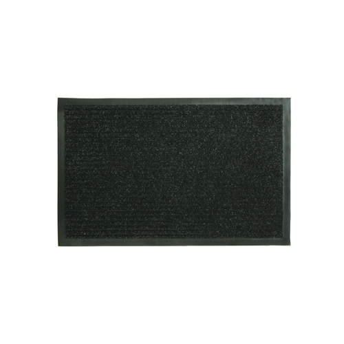 Floor Mat, 36 in L, 21 in W, Jumbo Dual Rib Pattern, Polypropylene Surface, Charcoal Black