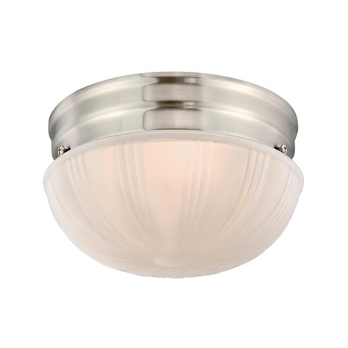 Flush Mount Ceiling Fixture, LED Lamp, 850 Lumens Lumens, 3000 K Color Temp, Brushed Nickel Fixture Sanded Aluminum