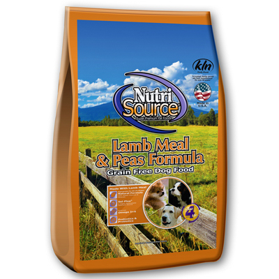 NutriSource 29101 Food All Ages Lamb Meal & Peas Cubes Dog Grain Free 15 lb