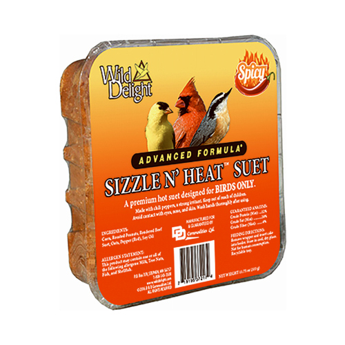 Wild Delight 372175-XCP12 Wild Bird Food Sizzle N Heat Songbird Beef Suet 11.75 oz - pack of 12