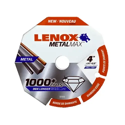 MetalMax Cut-Off Wheel, 4 in Dia, 3/64 in Thick, 5/8 in Arbor, 40, 50 Grit, Diamond Abrasive