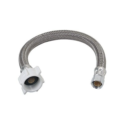 Toilet Connector, 3/8 in Inlet, Compression Inlet, 7/8 in Outlet, Ballcock Outlet, 12 in L