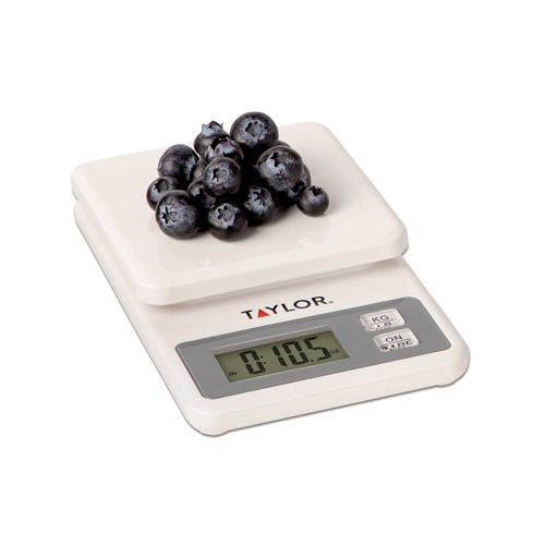 TAYLOR 3817 Kitchen Scale, 11 lb Capacity, LCD Display, White, g, lb, oz