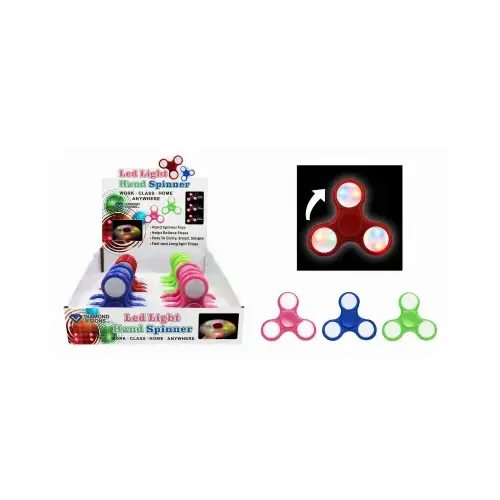 Fidget Spinner LED Light Plastic/Rubber Assorted - pack of 24