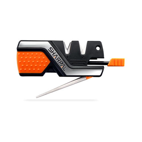 Knife Sharpener and Survival Tool 6-in-1 Carbide/Diamond 400 Grit Black/Orange