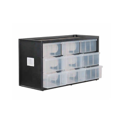Storage Organizer 14.375" W X 8.375" H X 6.125" D Polypropylene 9 compartments Blac Black/Clear