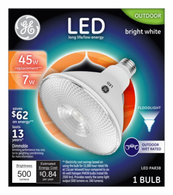 GE 38460 LED Bulb PAR38 E26 (Medium) Bright White 45 W Clear