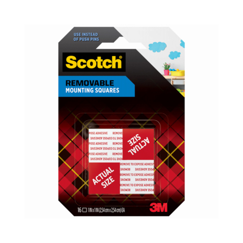 SCOTCH 108S-SQ-16 Double-Sided Mounting Squares 0.7" L X 0.7" W White Black