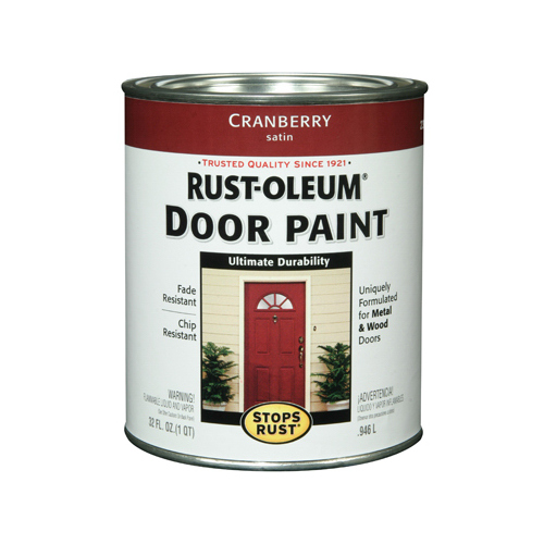 Door Paint Stops Rust Satin Cranberry Oil Base Exterior and Interior 1 qt Cranberry