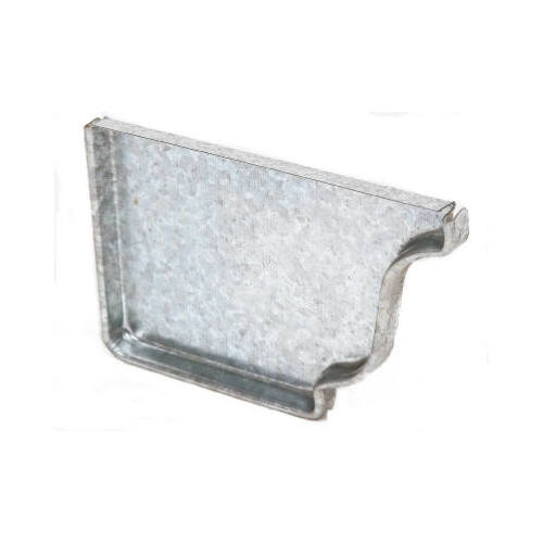 Left End Gutter Cap, White Galvanized Steel, 5-In.