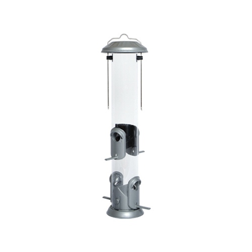 Nature's Way NMRS-18 Bird Feeder Deluxe Wild Bird and Finch 1.4 qt Metal/Plastic Tube 4 ports Silver
