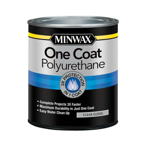 Fast-Drying Polyurethane One-Coat Gloss Crystal Clear Water-Based 1 qt Crystal Clear