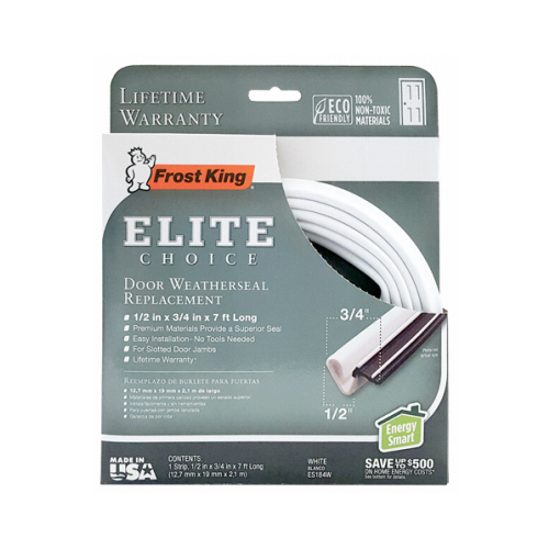 Frost King ES184W Weather Seal Elite Choice White Rubber For Door Jambs