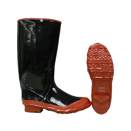 Waterproof Boots, Non Slip Soles, Black Rubber, 15-In., Size 6