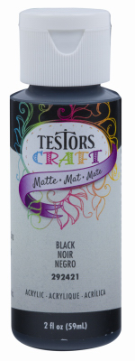 Testors 292421A Craft Paint, Matte, Black, 2 oz, Bottle