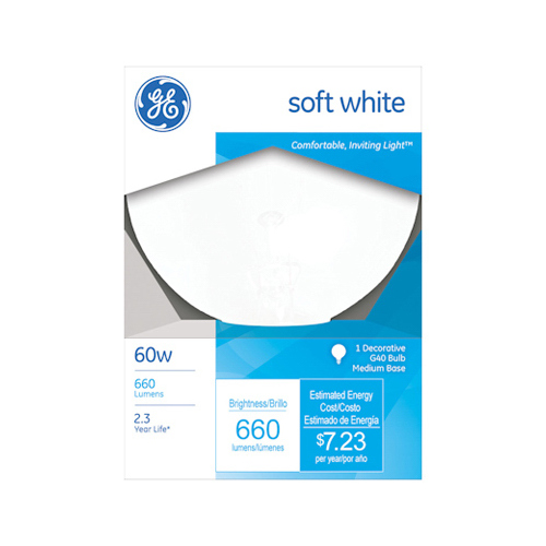GE 49780-XCP6 Incandescent Bulb 60 W G40 Globe E26 (Medium) Soft White Clear - pack of 6